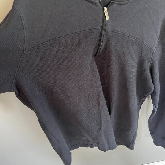 Perry Ellis Navy Sweater Size Large mock neck features a quarter zip - Picture 6 of 8